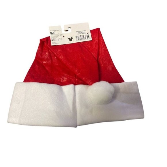 Disney Mickey Mouse Christmas Santa Hat Red & White Fleece Holiday Accessory For - Picture 2 of 2